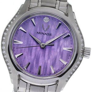 MINASE luna arch UG01-M01NVL-SSBD Diamond Bezel purple Dial Quartz Ladies_809234